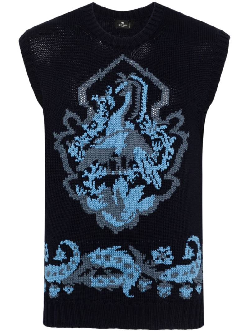 ETRO intarsia-knit cotton vest - Blue von ETRO