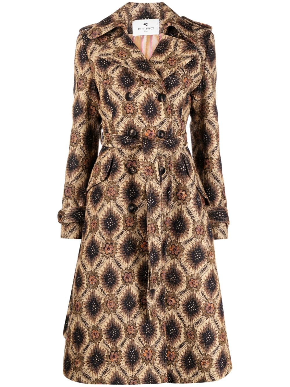 ETRO jacquard-pattern double-breasted coat - Neutrals von ETRO