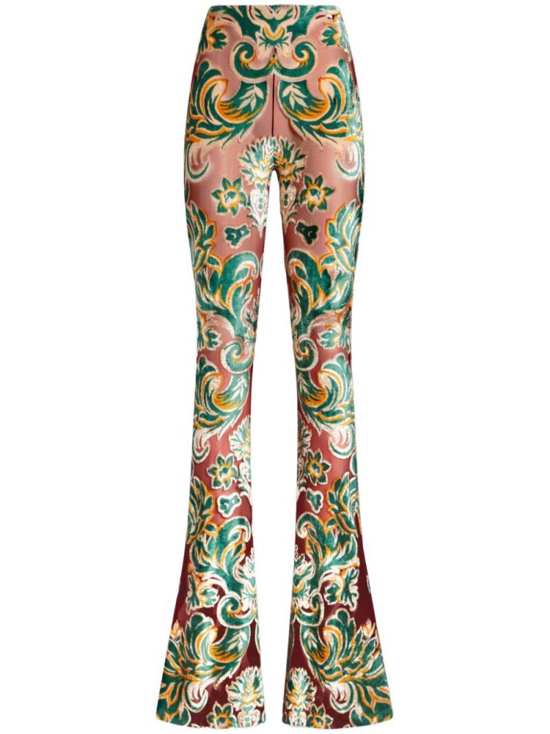 ETRO jacquard velvet flared trousers - Green von ETRO