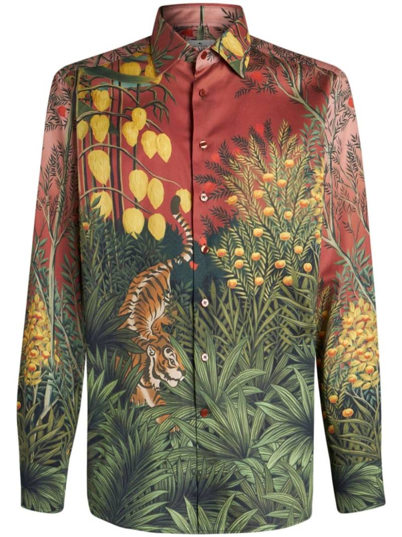 ETRO jungle-print cotton shirt - Red von ETRO