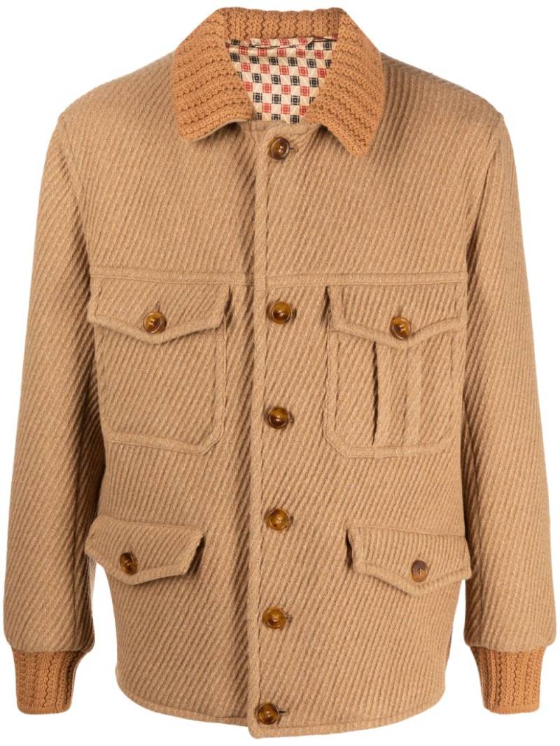 ETRO knit-trim button-up jacket - Neutrals von ETRO