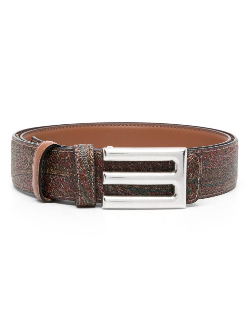 ETRO logo-buckle reversible leather belt - Brown von ETRO