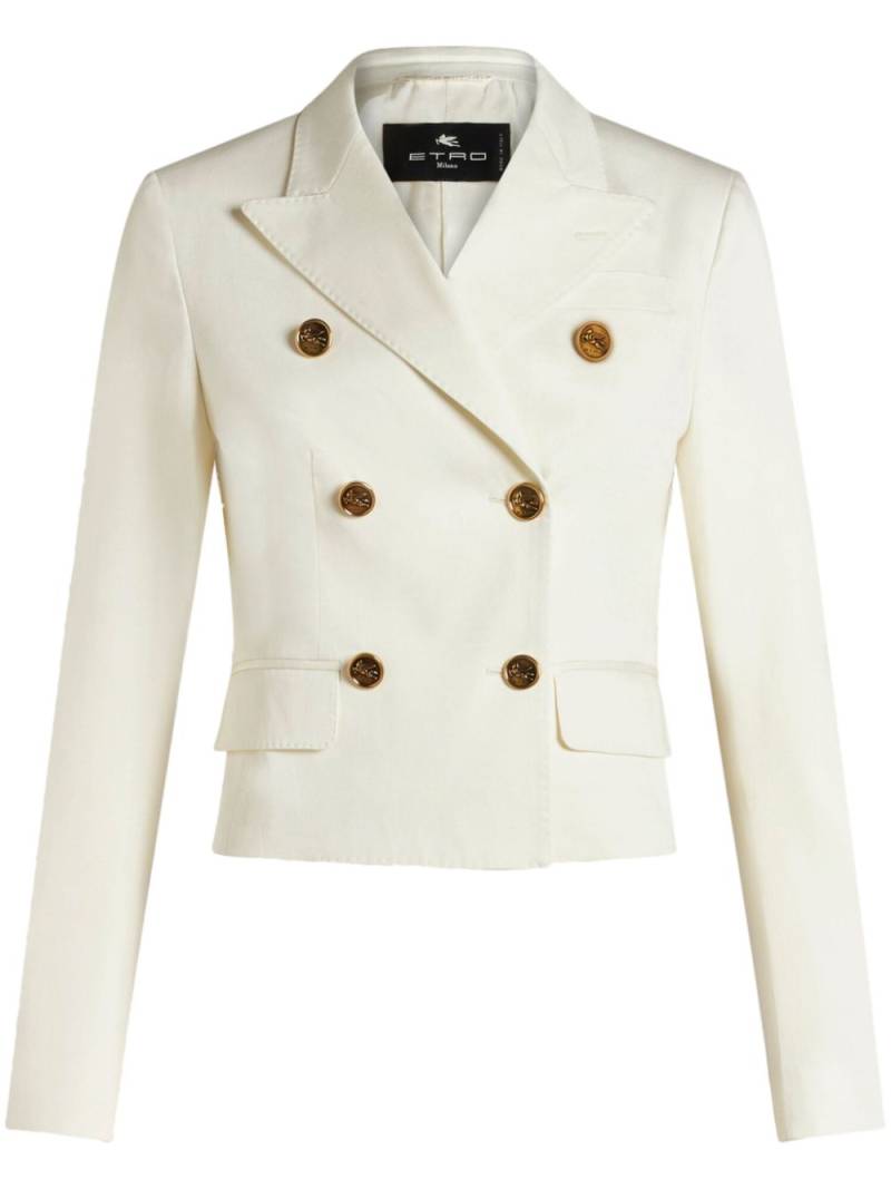 ETRO logo-embossed buttons double-breasted jacket - White von ETRO