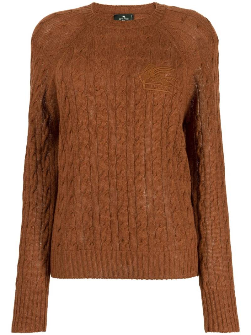 ETRO logo-embroidered cable-knit jumper - Brown von ETRO