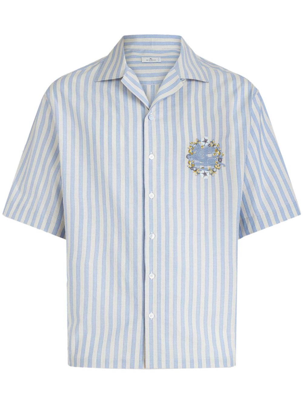 ETRO logo-embroidered cotton shirt - Blue von ETRO