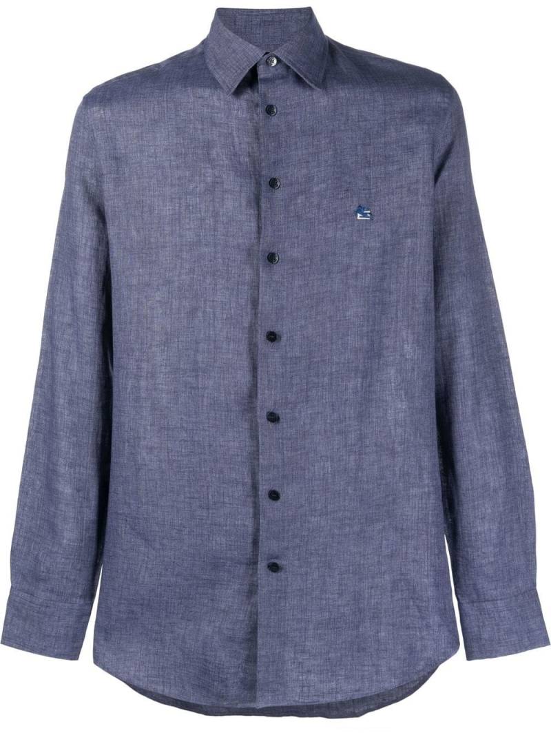 ETRO logo-embroidered linen shirt - Blue von ETRO