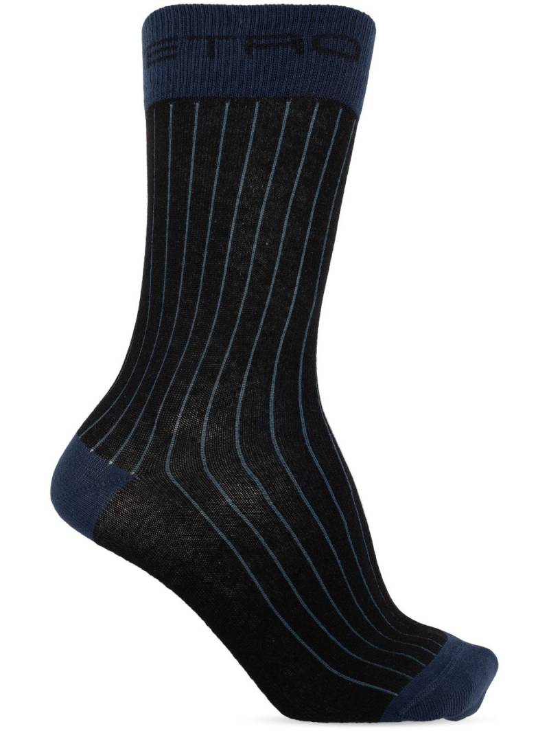 ETRO logo-jacquard striped socks - Blue von ETRO