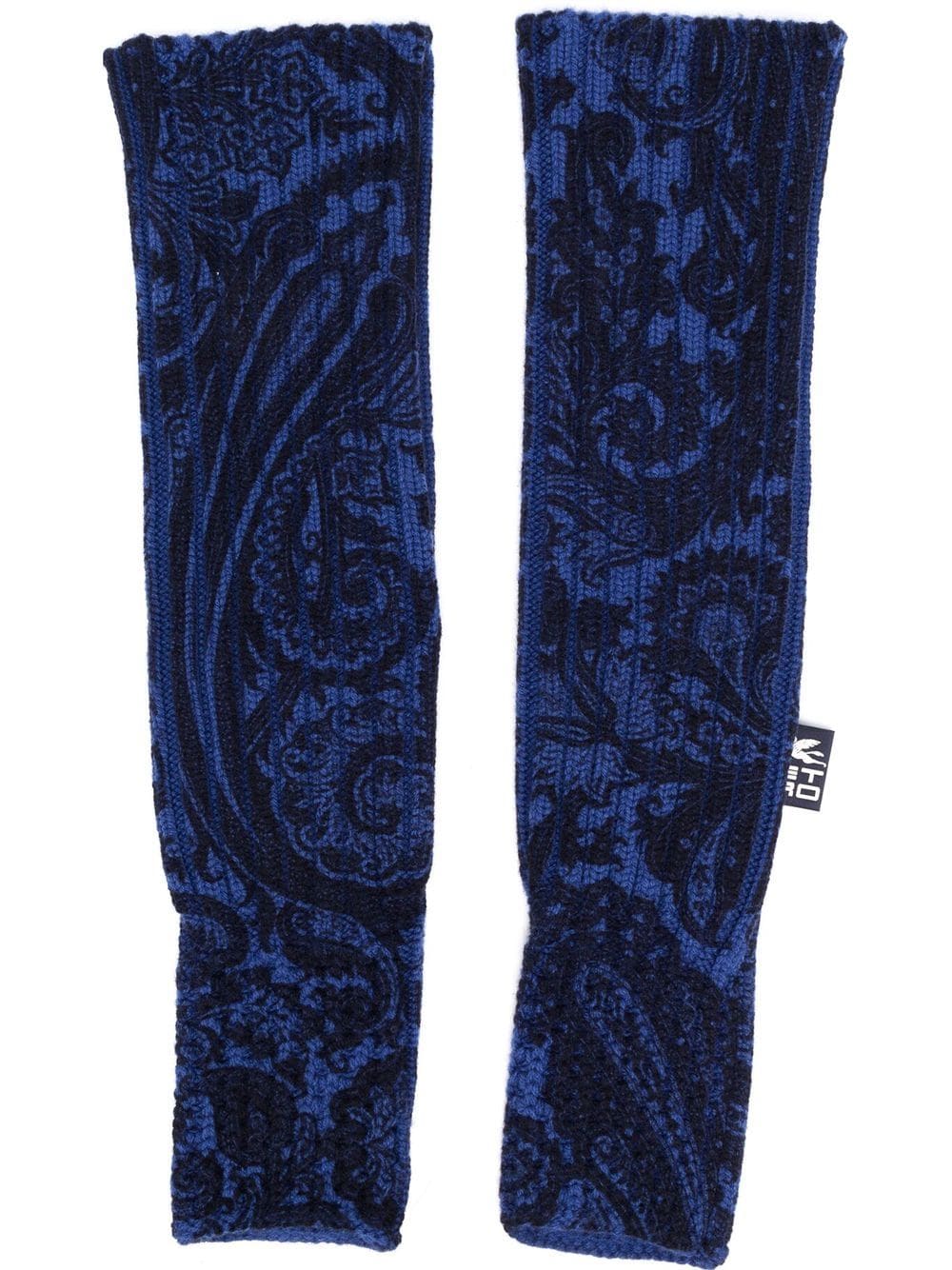 ETRO logo-patch knitted gloves - Blue von ETRO