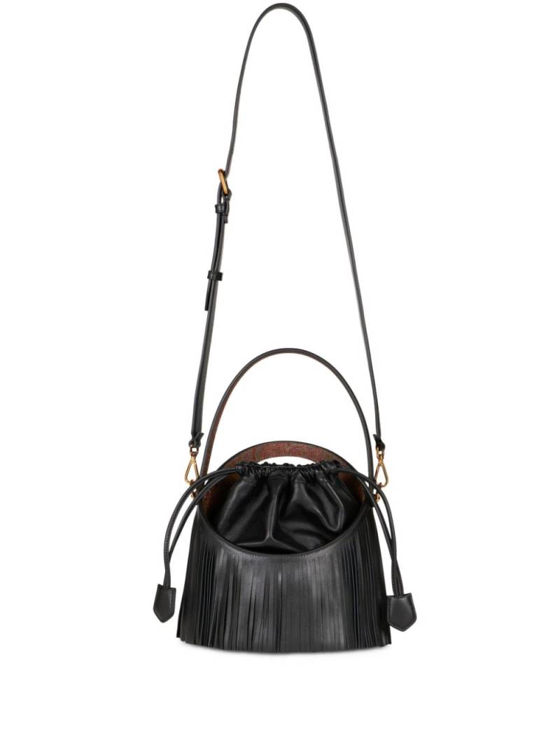 ETRO medium Saturno fringed bucket bag - Black von ETRO