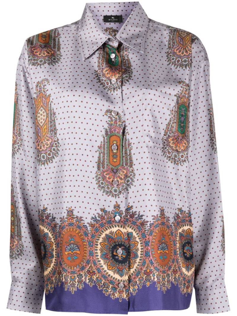 ETRO mix-print pointed-collar silk shirt - Blue von ETRO