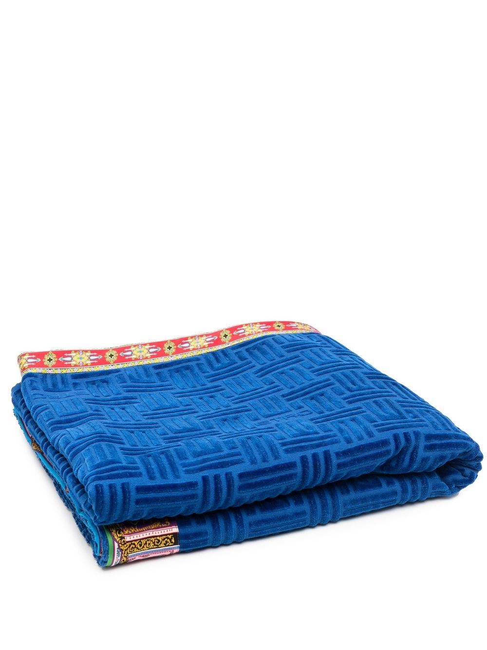 ETRO monogram-pattern contrast-trim beach towel - Blue von ETRO