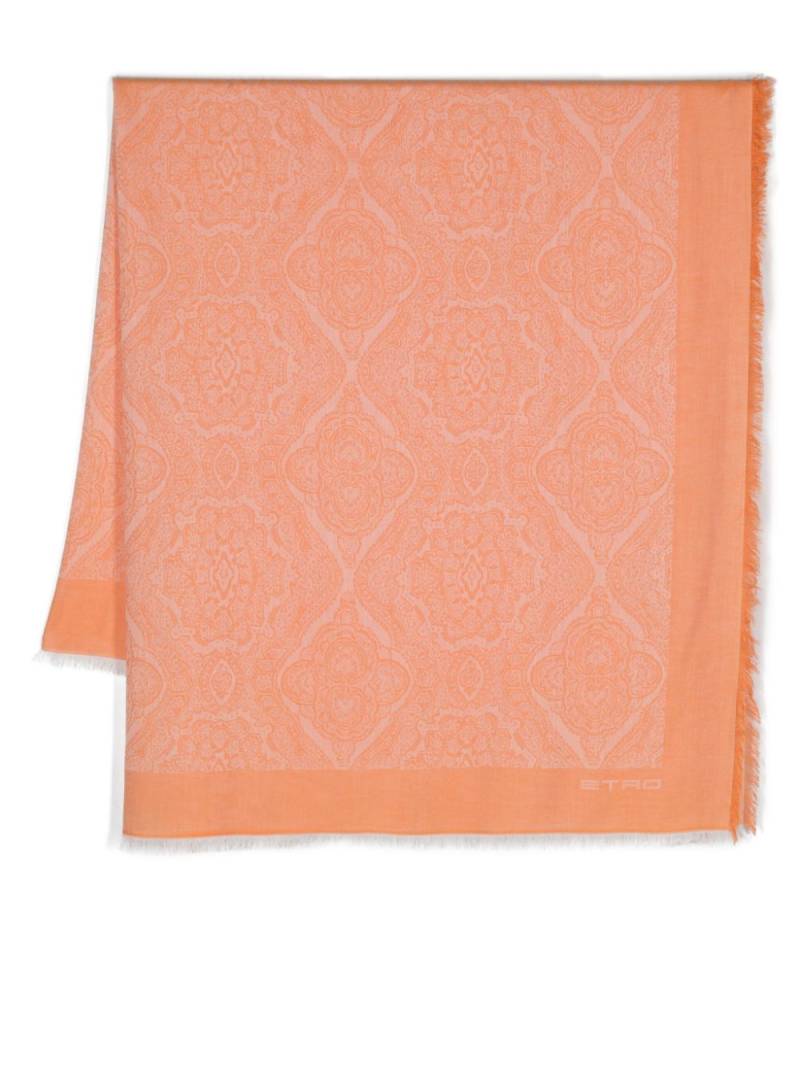 ETRO paisley-jacquard frayed scarf - Orange von ETRO