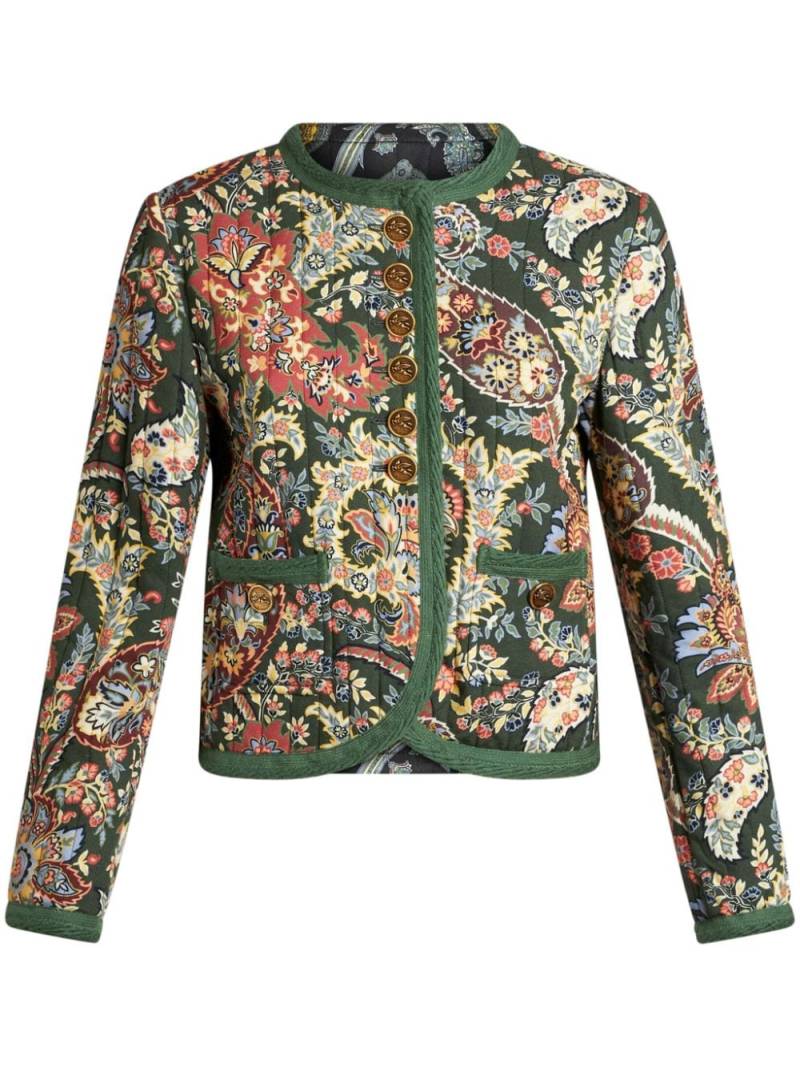 ETRO paisley-print cropped jacket - Green von ETRO