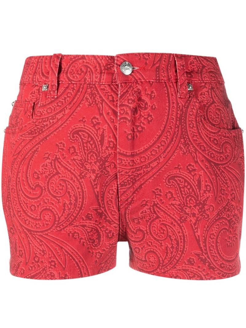 ETRO paisley-print denim shorts - Red von ETRO