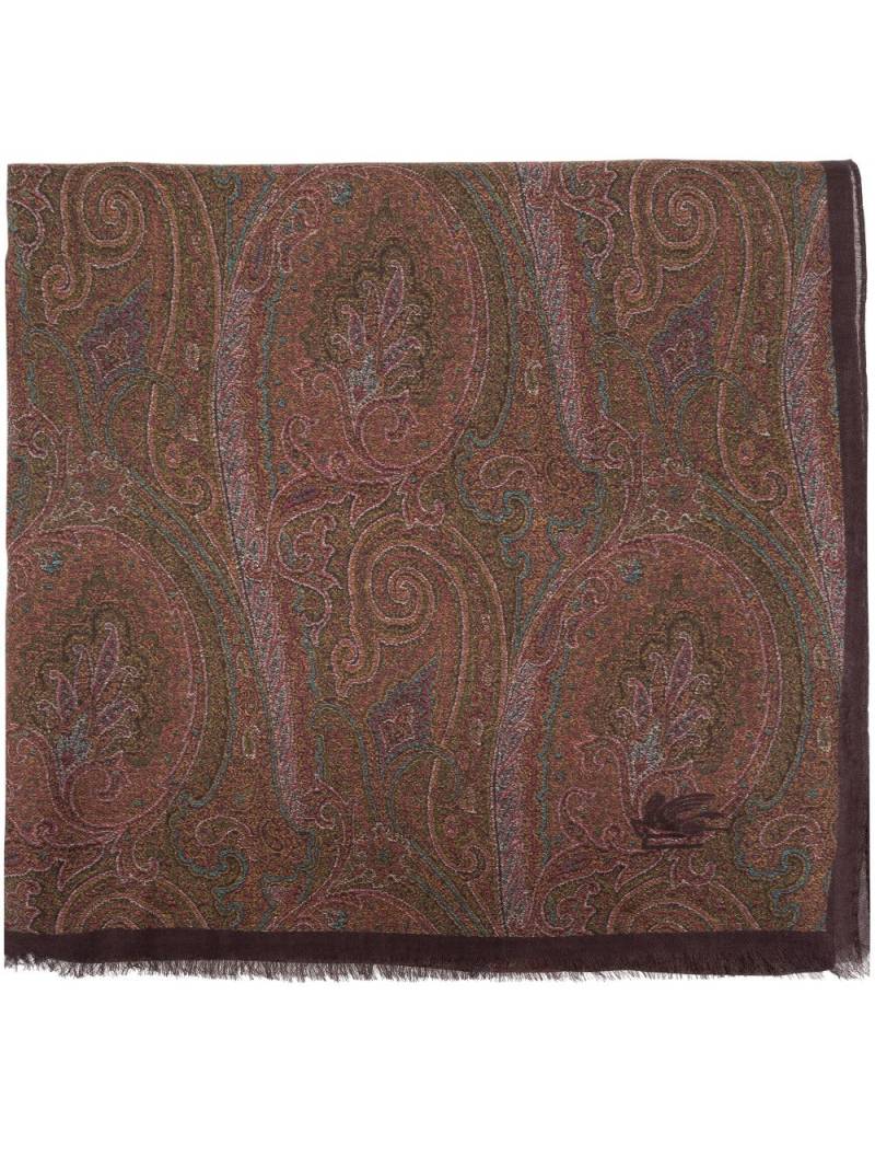 ETRO paisley-print frayed-edge scarf - Brown von ETRO