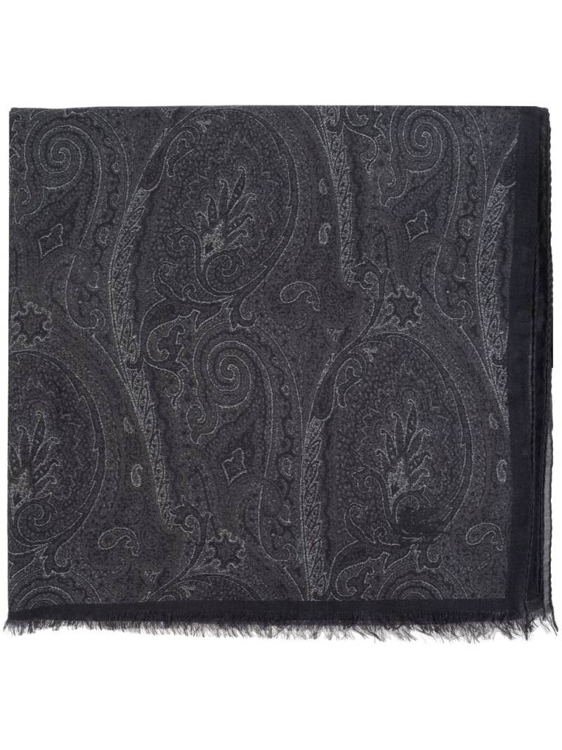 ETRO paisley-print frayed-edge scarf - Grey von ETRO