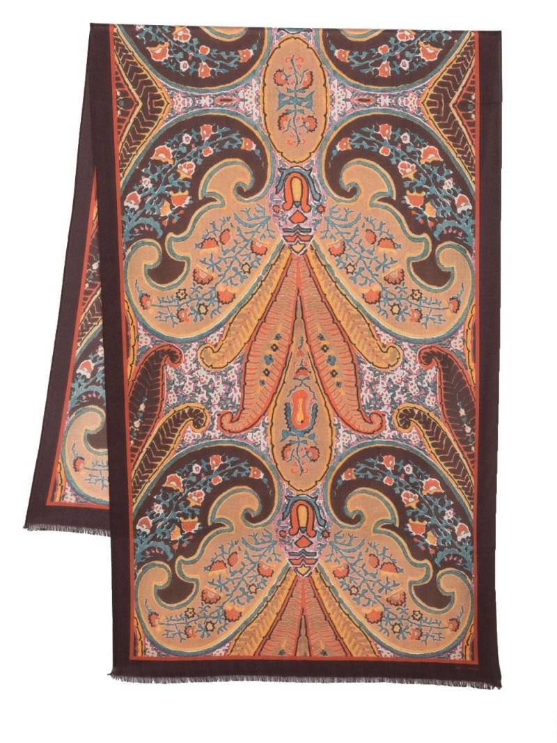 ETRO paisley-print frayed-hem scarf - Orange von ETRO