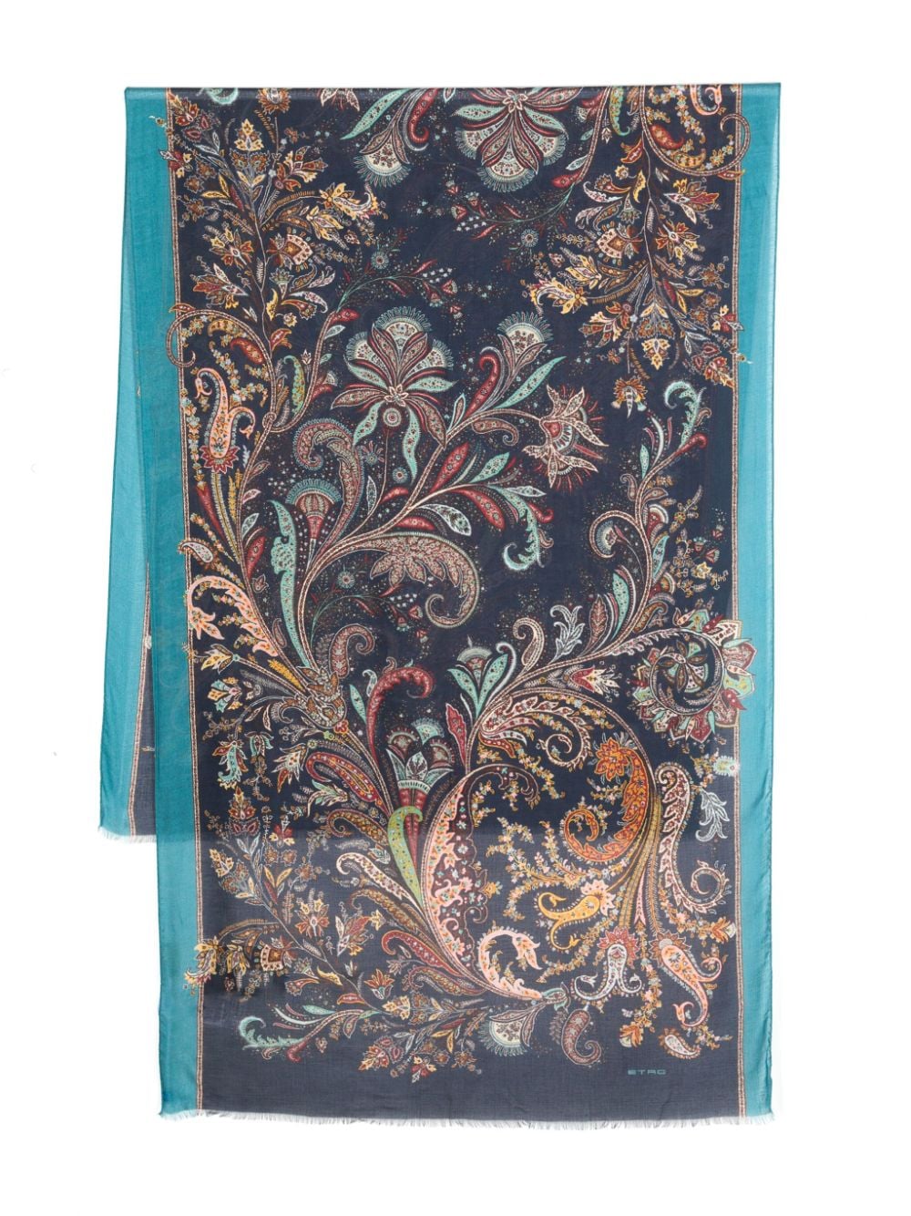 ETRO paisley-print frayed scarf - Blue von ETRO