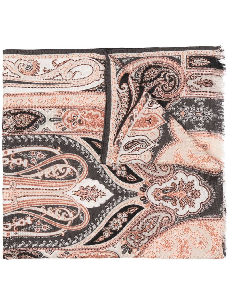 ETRO paisley-print frayed scarf - Brown von ETRO