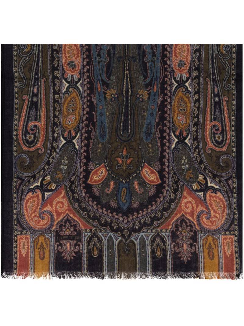 ETRO paisley-print fringed-edge scarf - Black von ETRO