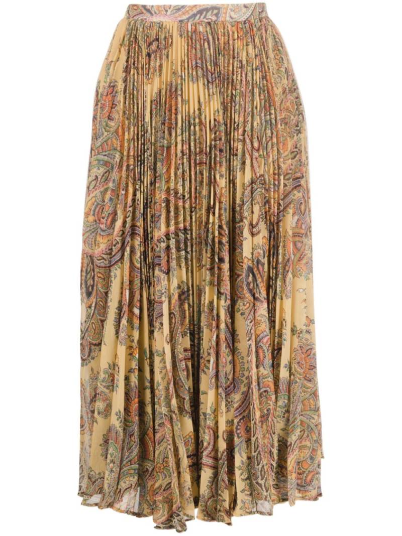 ETRO paisley-print pleated silk midi skirt - Neutrals von ETRO