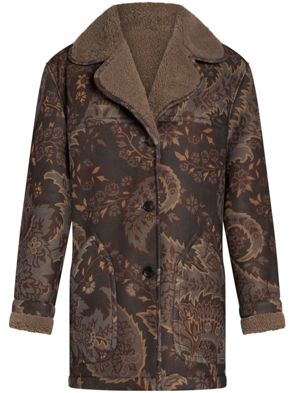 ETRO paisley-print shearling jacket - Brown von ETRO