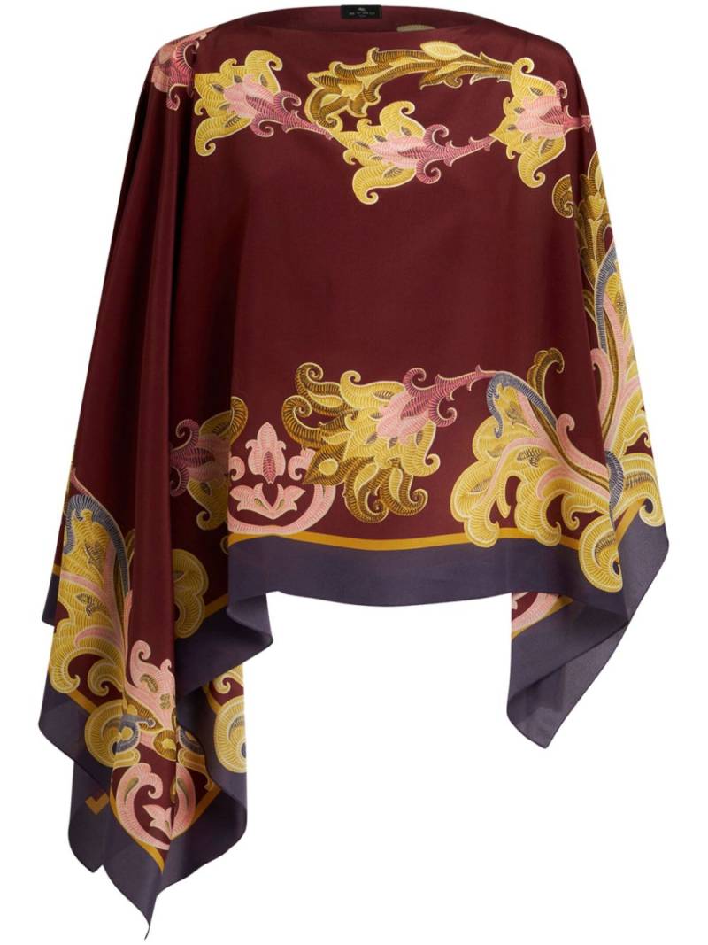 ETRO paisley-print silk poncho - Red von ETRO