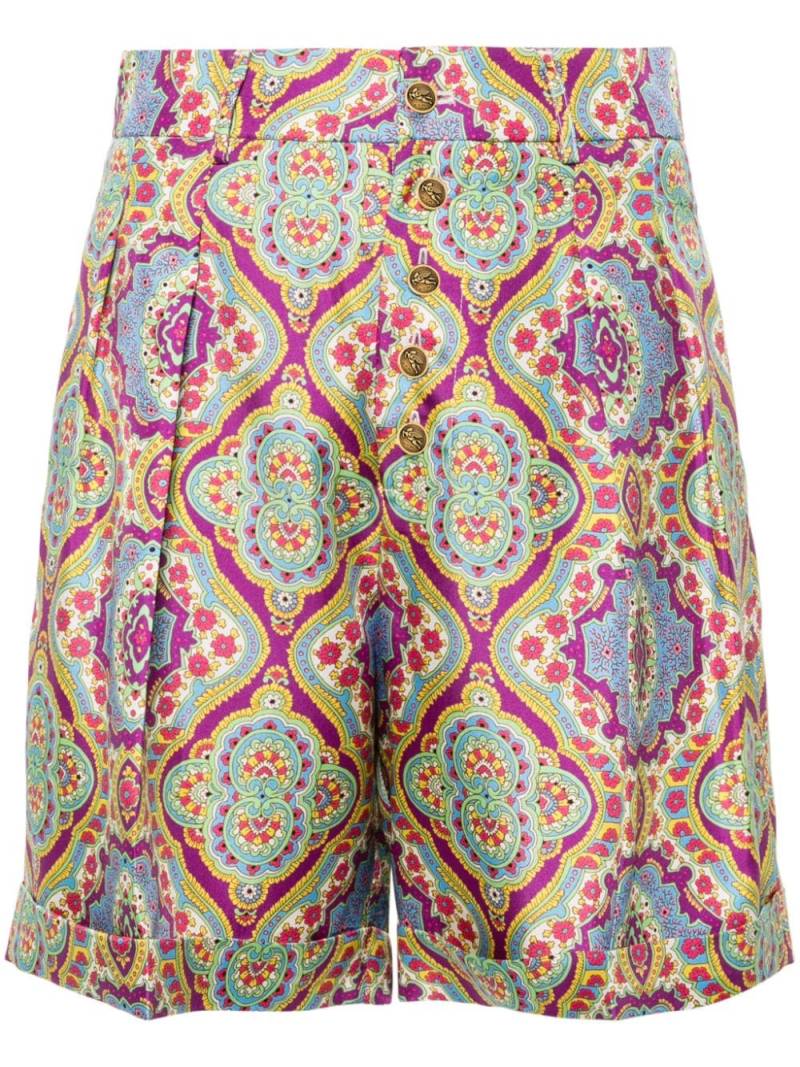 ETRO paisley-print silk shorts - Blue von ETRO