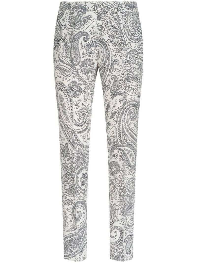 ETRO paisley-print slim-cut trousers - White von ETRO