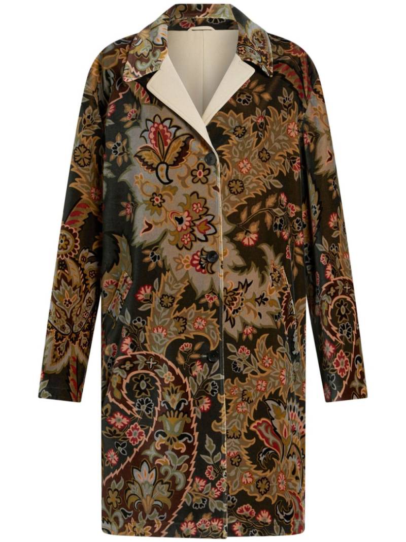 ETRO paisley-print velvet coat - Brown von ETRO