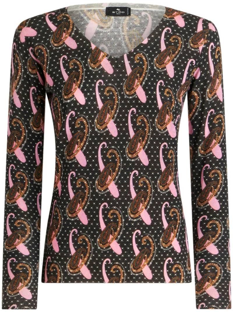 ETRO paisley-print virgin wool top - Black von ETRO