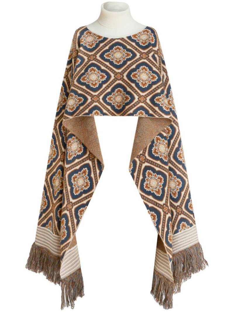 ETRO patterned-jacquard long cape - White von ETRO