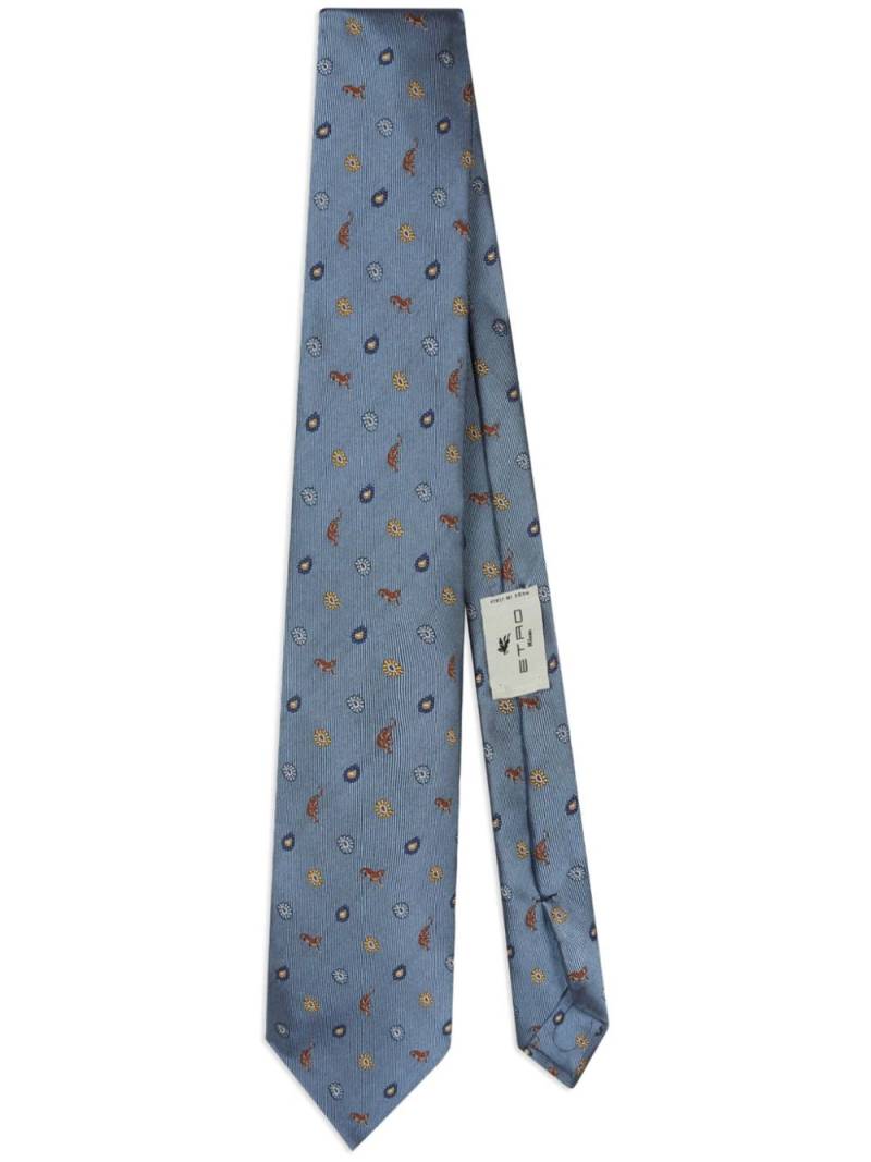 ETRO patterned-jacquard silk tie - Blue von ETRO