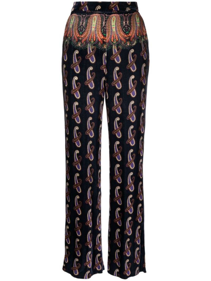 ETRO patterned-jacquard velvet trousers - Blue von ETRO