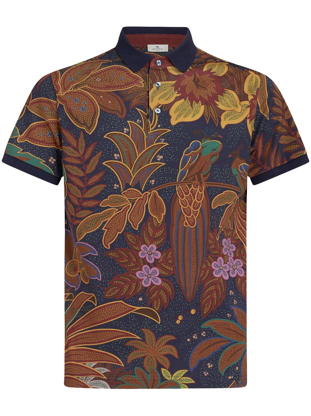 ETRO peacock-print cotton polo shirt - Blue von ETRO