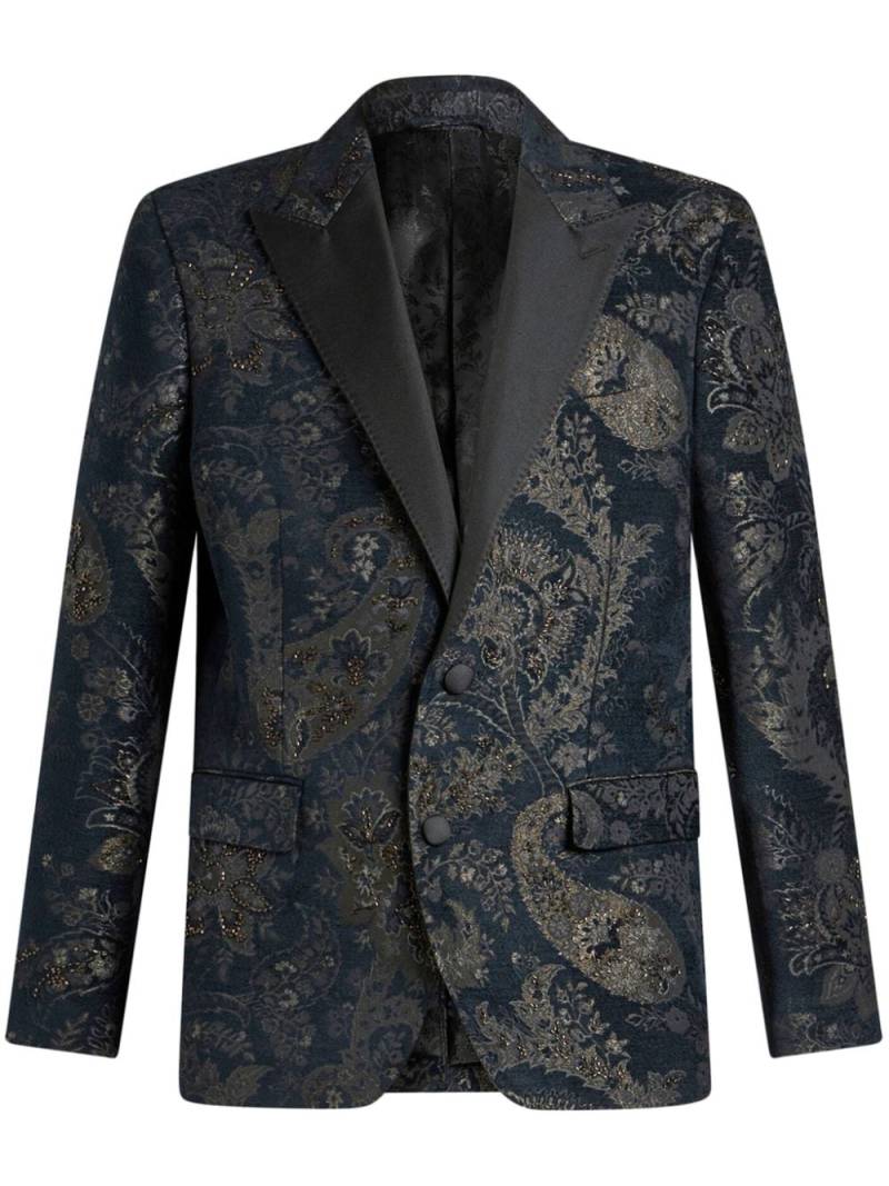 ETRO peak-lapel jacquard blazer - Blue von ETRO