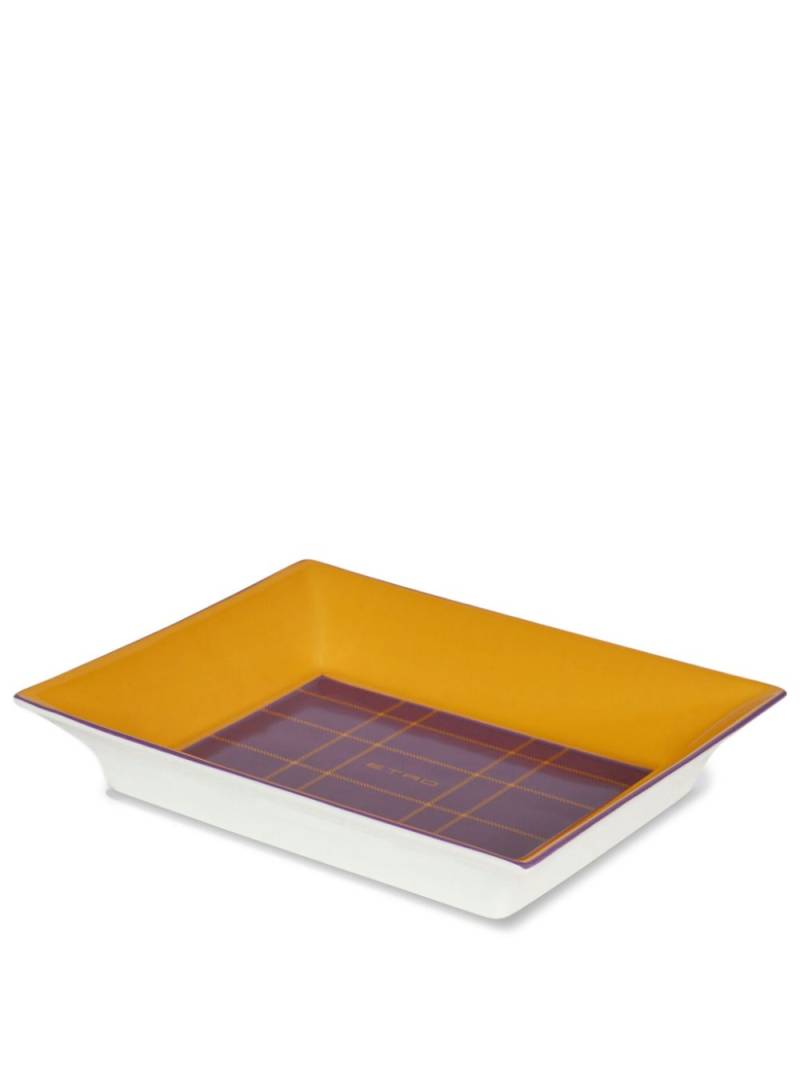 ETRO plaid-check porcelain tray - Yellow von ETRO