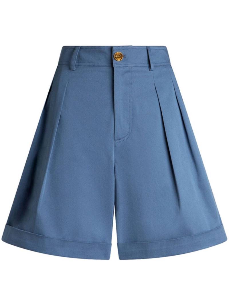 ETRO pleat-detailing cotton-blend shorts - Blue von ETRO
