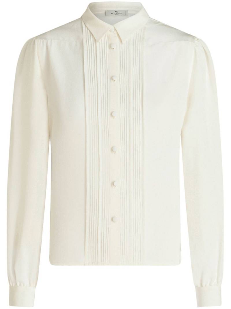 ETRO ribbed-detail silk blouse - White von ETRO