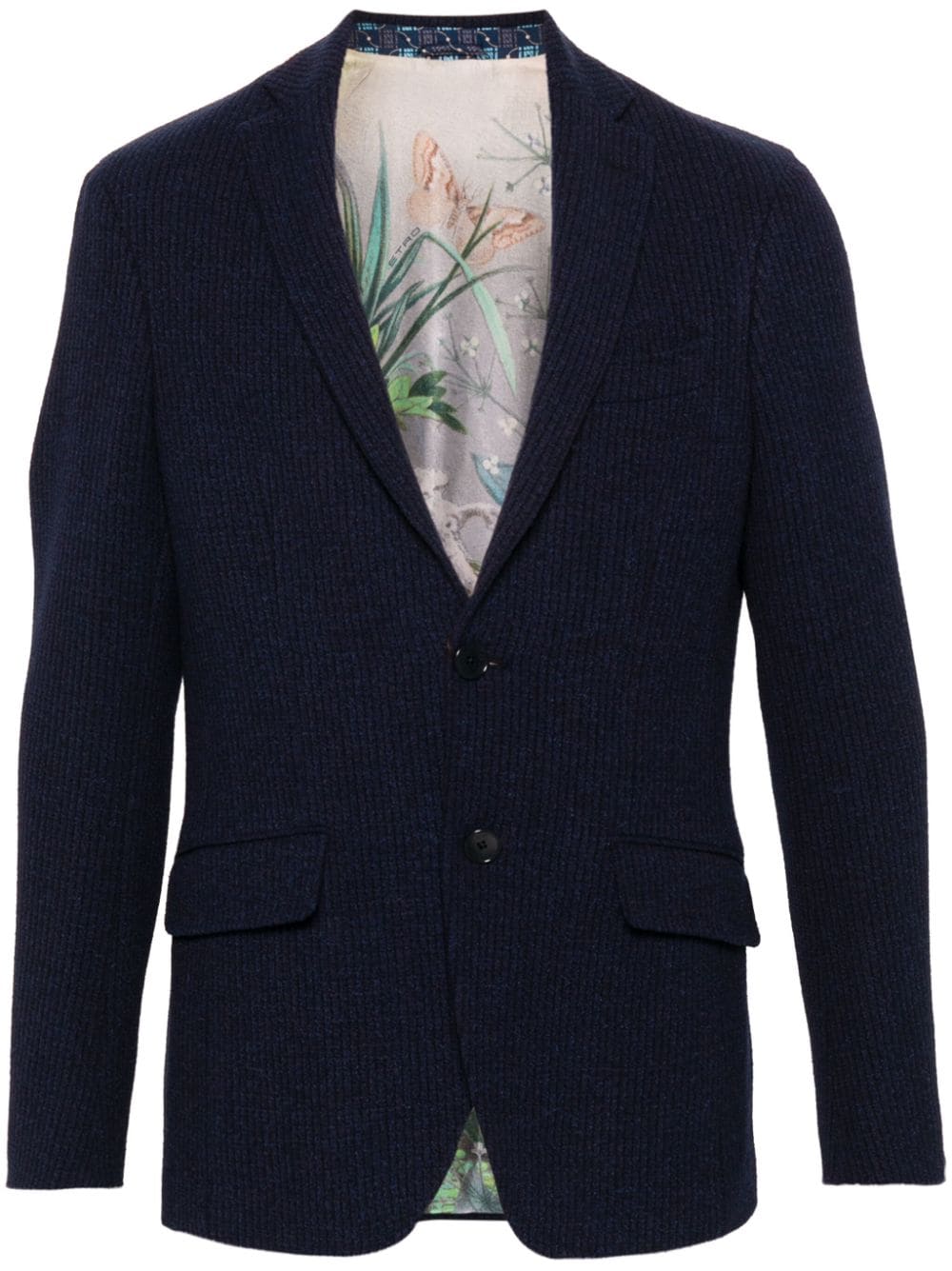 ETRO ribbed single-breasted blazer - Blue von ETRO