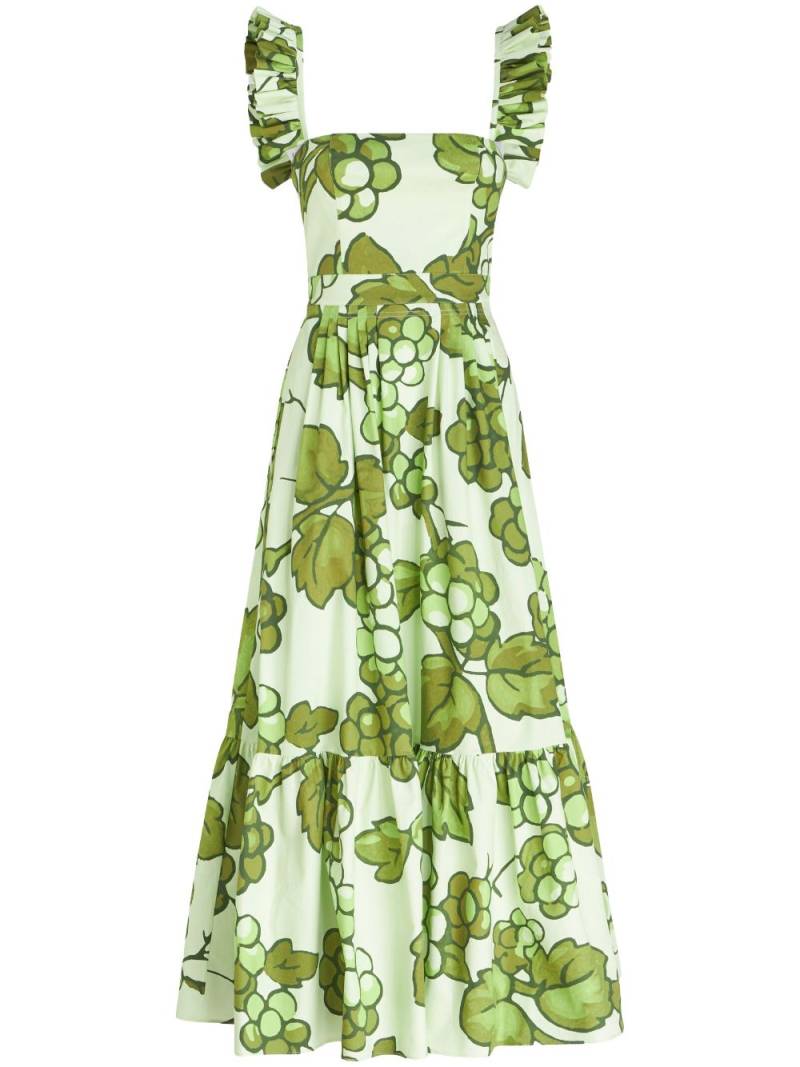 ETRO ruffled graphic-print dress - Green von ETRO