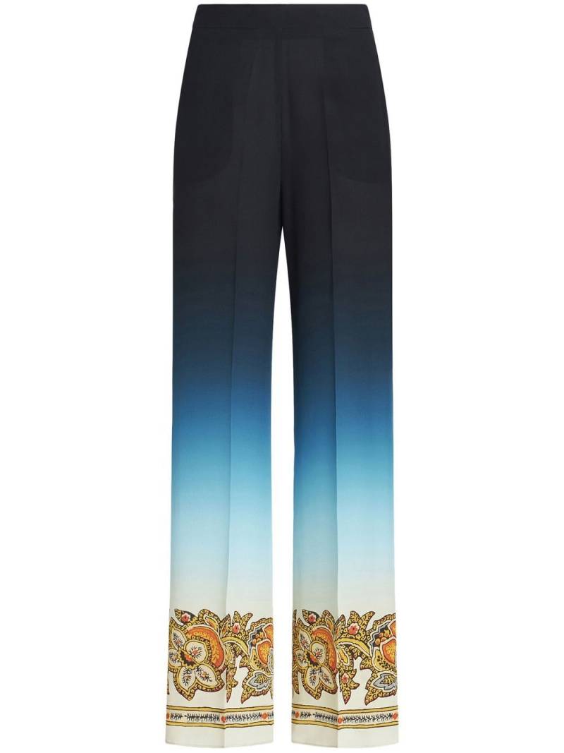 ETRO silk gradient effect wide-leg trousers - Blue von ETRO