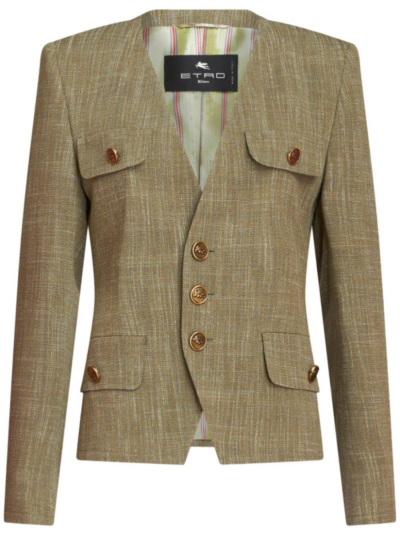 ETRO slub-effect single-breasted jacket - Green von ETRO