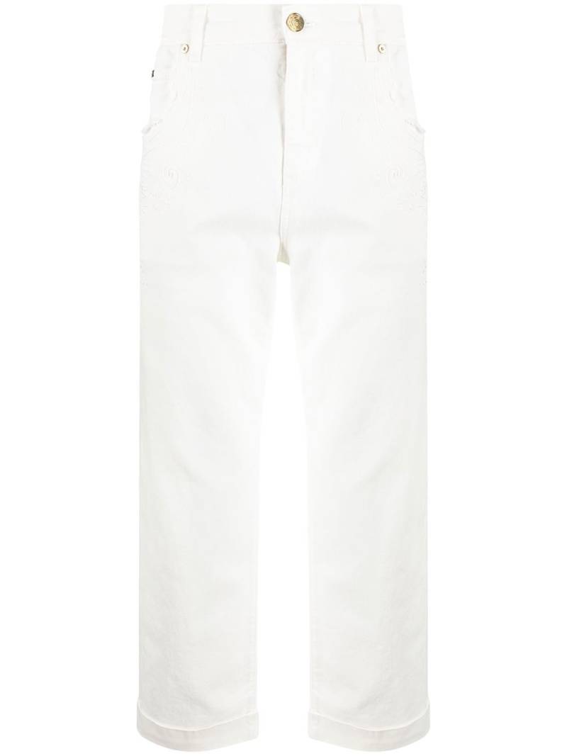 ETRO tonal-embroidered cotton trousers - White von ETRO