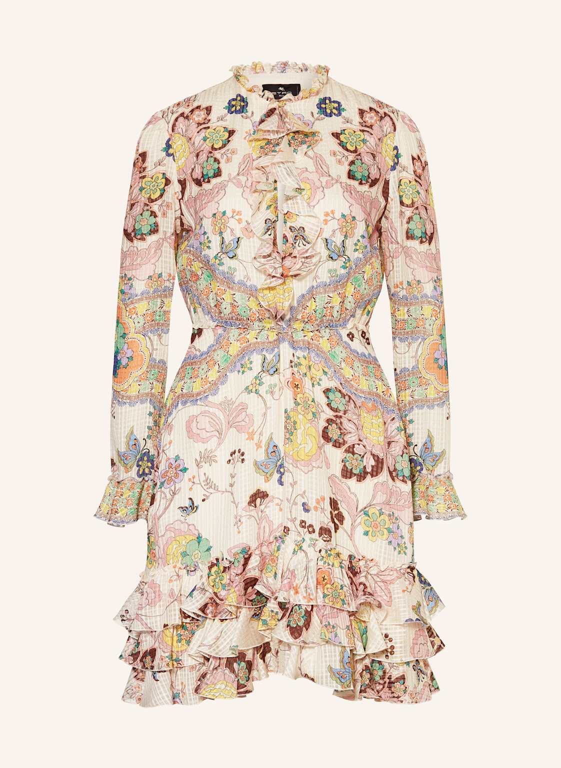 Etro Seidenkleid Mit Rüschen weiss Etro Seidenkleid Mit Rüschen weiss von ETRO