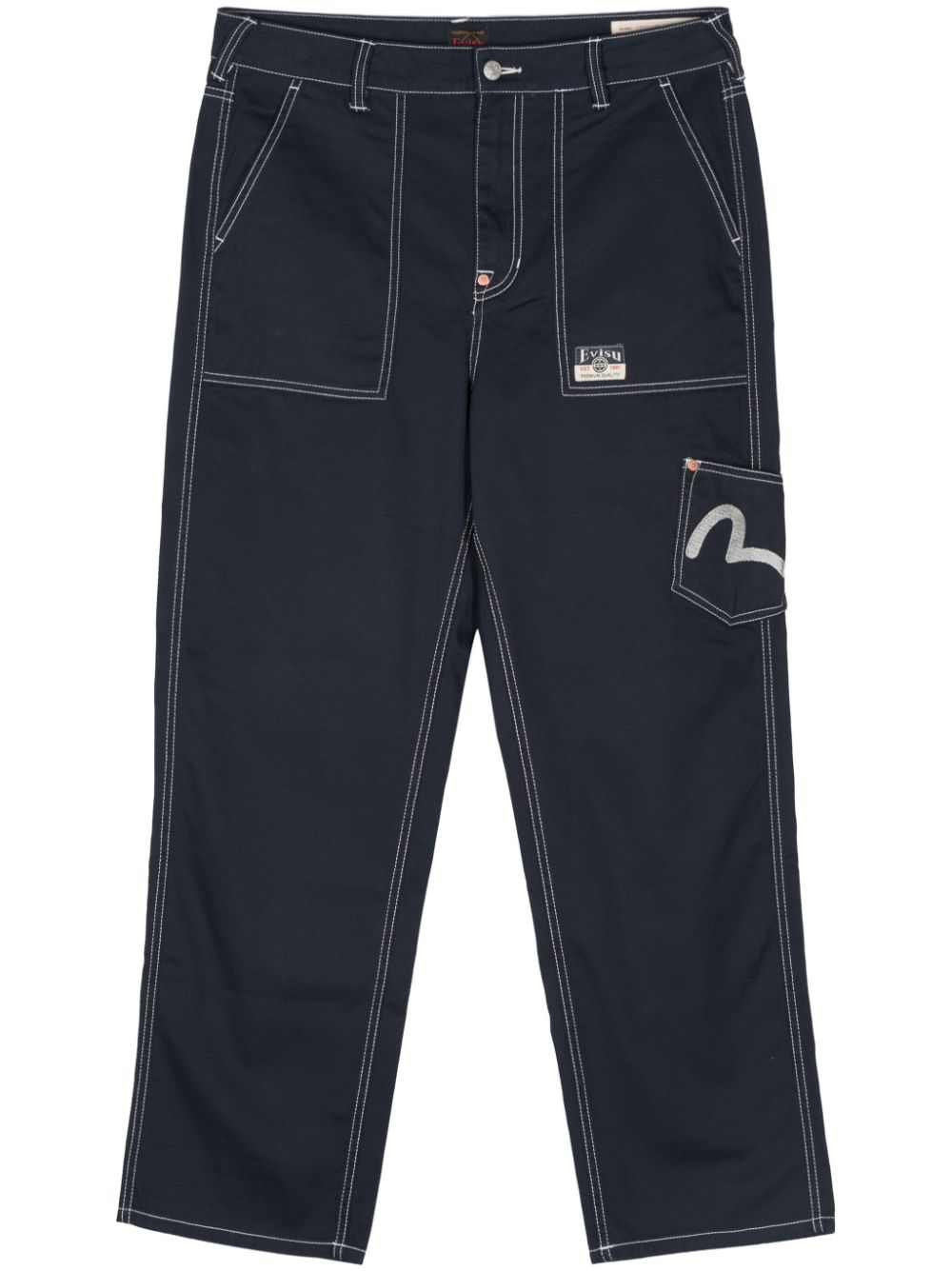 EVISU seagull-embroidery contrasting-stitch trousers - Blue von EVISU