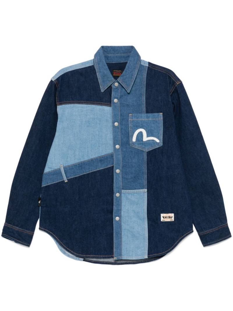 EVISU seagull-embroidery patchwork shirt - Blue von EVISU