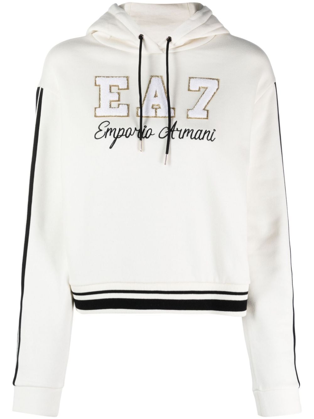 Ea7 Emporio Armani University Squad logo-patch hoodie - White von Ea7 Emporio Armani