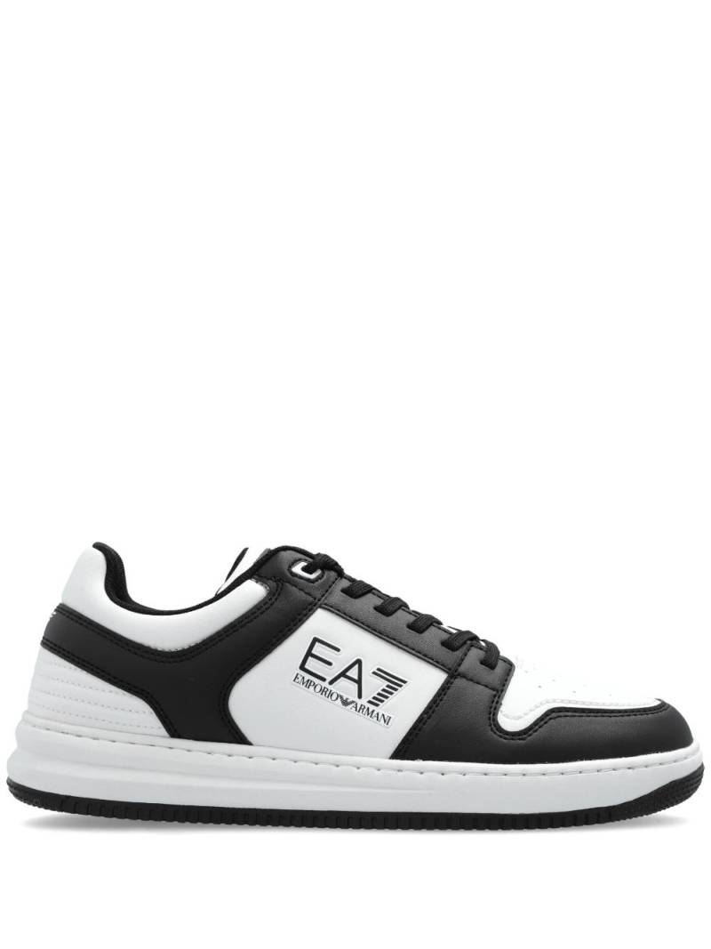 Ea7 Emporio Armani lace-up logo-print trainers - White von Ea7 Emporio Armani