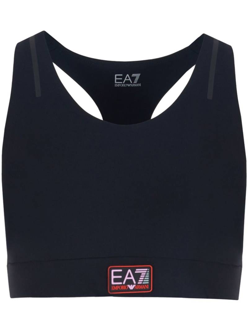 Ea7 Emporio Armani logo-appliqué sports bra - Black von Ea7 Emporio Armani